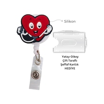 Mutlu Kalp Stetoskop Silikon Yoyo Yaka Kartlığı Yatay Dikey Kart Koruyucu