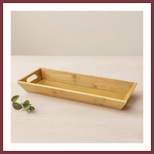 Storeşahin Bambu Ahşap Sunum Tepsisi 16x40x4 Cm Çift Kulplu Shn0720