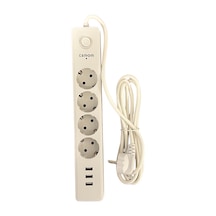 Tenon Termal Akım Korumalı Priz 3xusb Şarj Girişi 4xpriz Girişi 2mt Kablo Uzunluğu 10a,2500watt, 2500 Joule Max. 2 m