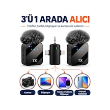 Kablosuz Yaka Mikrofonu 2 Li Mikrofon 3 İn 1 Wireless Microphone