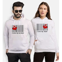 Tshirthane Aşkımızın Barkodu Sevgili Kombinleri Kapüşonlu Kombin