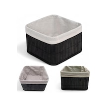 Bambu Çok Amaçlı Saklama Kutusu Düzenleyici Kare Organizer, Dekoratif Bambu Düzenleyici Siyah 20x20x13cm Diğer