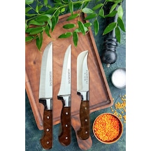 Lazoğlu Sürmene 3 Lü Dövme Çelik El Yapımı Bıçak Seti Kutulu