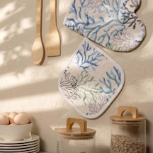 Soft Mercan Fırın Eldiveni Ve Tutaç Set - Ekru - 17x28 Cm + 20x20 Cm Çok Renkli