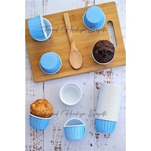 Trend Hediye Sepeti 50'li Soft Pastel Mavi Muffin Cupcake Kalıbı Kek Kapsülü, Muffin Kek Kalıbı, Airfryer Uyumlu