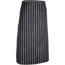 Suntek Cepli Unisex Çizgili Şef Önlüğü Restoran Siyah Siyah