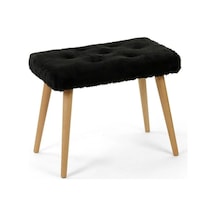 Gürgen Retro Ahşap Ayaklı Handmade Pofidik Puf Bench Koltuk Siyah