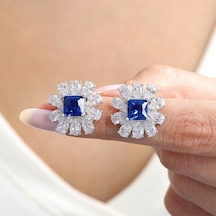 Mia Vento Effective Diamond Milano Rüyası Sentetik Safir Taşlı Gümüş Küpe