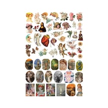 52 Adet Fairy Art Rönesans Sanat Sticker Seti - Etiket Seti Scrapbook Bullet Journal Çok Renkli