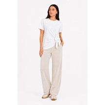 Neden Tekstil Kadın Bağlamalı Kısa Kollu Basic T-shirt - Beyaz