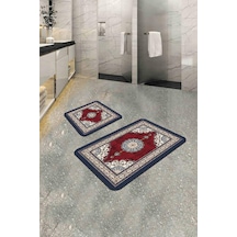 Bordo Modern Klasik Banyo Halısı Klozet Paspas Seti Bs279n11