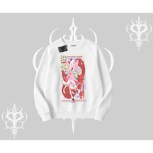 Biskilet Sweatshirt Madness Unleashed Anime Girl Baskılı Beyaz