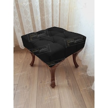 Kapitoneli Makyaj Pufu Ayak Ucu Puf Ceviz Ayak 45 45 Siyah