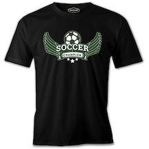 Soccer Ball Champion Siyah Erkek Tshirt 001