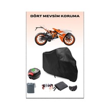 Siyah Ktm 200 Rc Arka Çanta Uyumlu Motosiklet Branda Su Geçirmez Dayanıklı Kumaş
