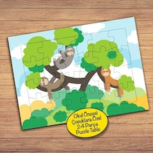 Ağaçtaki Sevimli Maymunlar Çocuklara Özel Puzzle Yapboz Tablo-pz138