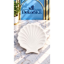 Dekorske - Taş Tozu Deniz Kabuğu Dekoratif Tepsi - 10x10 Cm 2 Adet - El Yapımı Takı Tabağı, Mumluk Ve Şık Ev Dekoru Dekoratif Objeler