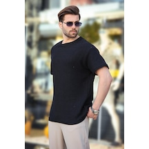 Madmext Siyah Bisiklet Yaka Oversize Erkek T-shirt E7134 Siyah