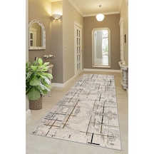 West Home Makinede Yıkanabilir Kaymaz Taban Leke Tutmaz Modern Kesme Yolluk Mutfak Yolluk Halı Yolluk Wh 488 Beige Yolluk
