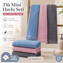 3'lü Mini Havlu Seti 30x50 Cm Pamuklu El Havlusu Mutfak Havlusu Kurulama Bezi Yumuşak Ve Yüksek Emici Pembe