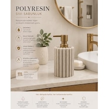 Polyresin Sıvı Sabunluk, Modern Çizgili, Krem Renk, Mat Doku, Sıvı Sabun, Pompalı, Kozmetik Şişesi, Doldurulabilir Sıvı Sabunluk, Banyo Mutfak Lavabo Otel Karavan Mien Aksesuarı 000 Açık Krem