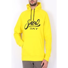 Snow Sky Yazılı İçi Polar Köpüşonlu Kanguru Cepli Sweatshirt Sarı Snow Sky Yazılı İçi Polar Köpüşonlu Kanguru Cepli Sweatshirt Sarı