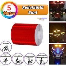 Reflektörlü Reflektif Fosforlu Şerit Bant Petekli Reflekte I Kaz Bandı 5 Cm X 5 Metre Kırmızı