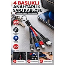 4 Başlıklı Anahtarlıklı Şarj Kablosu