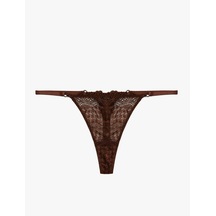 Koton Dantel Detaylı Viskon Karışımlı String Külot Kahverengi 6wlk30167mk Kahve