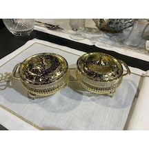 Queen Anne 2 Li Yuvarlak Şekerlik Gold