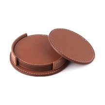 Kahve Çay Masa Üstü Deri Bardak Altlığı Kahverengi