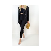 Modaonna Kadın Siyah Oversize Blazer Ceket Siyah