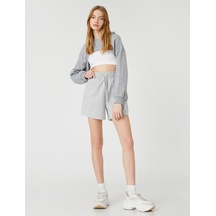 Koton Basic Şort Beli Bağcıklı Rahat Kesim Koyu Gri Melanj 3sal40037ık Gri Melanj