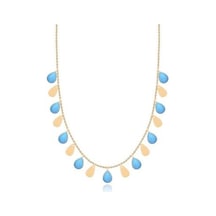 Diamond Line-Gülaylar - Sarı Altın 14 Ayar Firuze Taş Kolye N11.25113