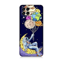 Samsung Galaxy M33 Uyumlu Silikon Kılıf Astronot Ve Gezegenler