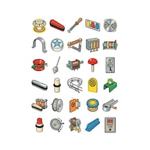 30 Adet Retro Tilt Makinesi Sticker Seti - Laptop Ve Defter İçin Çok Renkli