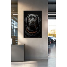 Siyah Köpek Baskılı Cam Tablo Gold Zincir Detaylı Modern Hayvan Temalı Duvar Dekoru