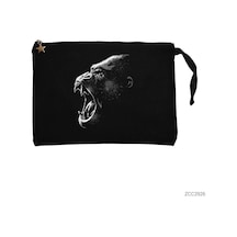 King Kong Face Siyah Clutch Astarlı Cüzdan / El Çantası