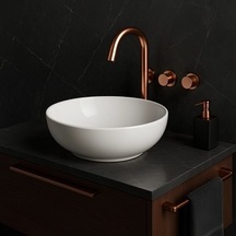 Oval Beyaz Deliksiz Lavabo 42 Cm, Modern Ve Şık Tasarım 508 Yeşil