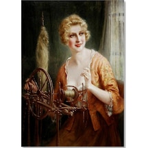 Cakasepetim François Martin Kavel Fransa 1861 1931 Catherine La Rose İplik Üretirken Ahşap Mdf Tablo
