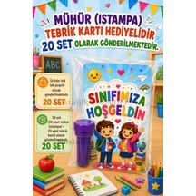 Sınıfımıza Hoşgeldin Yazılı 20 Adet Hediye Seti 1. Sınıf- Sene Başı Hatırası Mühür Istampa Tebrik Kartı Hediyeli