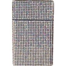 Nesgıft Kadın Neon Swarovski Pembe Janjan Taşlı Ince Uzun Sigara Kutusu