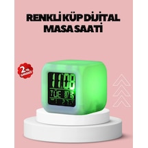 Buğz Kronometre Ve Takvim Destekli Renk Değiştiren Led Dijital Küp Saat Diğer