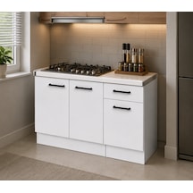 Lark Mutfak 3 Kapaklı 1 Çekmeceli Mutfak Alt Modül 100 Cm - Çok Amaçlı Dolap -beyaz Laminat Tezgah Dahil