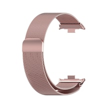 Caseonn Xiaomi Smart Band 8 Pro Kordon Manyetik Metal Hasır Kayış Rose Pink