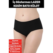 Özel Üretim İz İç Göstermez Kaymaz Sıkılaştırıcı Şekillendirici Lazer Kesim Bato Külot Korse Siyah