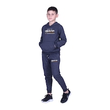 Fyk Kids Kapüşonlu Kanguru Cepli Creative Yazı Baskılı Erkek Çocuk Eşofman Takımı Füme