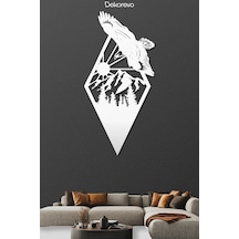 Süzülen Kartal Metal Duvar Tablosu - Metal Duvar Sanatı - Beyaz - 15 X 30 Cm