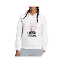 Anime One Punch Man Baskılı Beyaz Kadın Kapşonlu Sweatshirt (534768049)