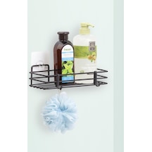 Ömür Boyu Paslanmaz Yapışkanlı Banyo Düzenleyici Şampuanlık Duş Rafı Siyah